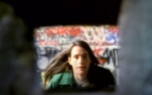 Nirvana drummer Chad Channing in the music video for the original version of "In Bloom" that was recorded at Smart Studios. This video is now called A