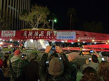 Levitated Mass arrives at LACMA on the morning of March 10, 2012. Levitated Mass Arrives.jpg
