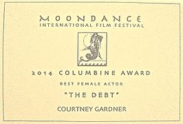 Award for the Best Female Actor at the 15th Moondance International Film Festival 2014. Moondance film festival award for best female actor.jpg