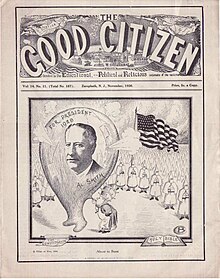 Political cartoon suggesting the Pope was the force behind Al Smith. The Good Citizen, November 1926. Publisher: Pillar of Fire Church, New Jersey. Goodcitizennovember1926.jpg