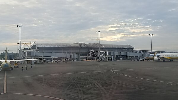 The airport terminal building