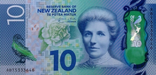 The obverse of a Series 7 (2015) $10 note) NZ Dollar Ten.png