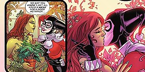 Harley Quinn and Poison Ivy in "New Roots" from Batman: Urban Legends #1, art by Laura Braga. Harley Quinn and Poison Ivy.jpg
