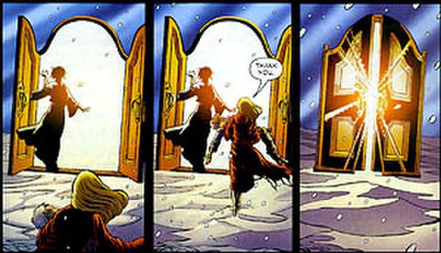 Hector and Lyta's spirits depart into the Dreaming in JSA #80, art by Don Kramer.