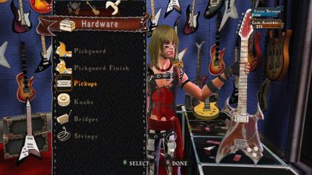 Players are able to alter aspects of existing characters or customize their own character and instrument within Guitar Hero World Tour.