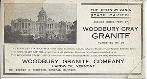 The company made the most of its success in building state capitols. WoodburyGranitePaCapitolAd.jpg