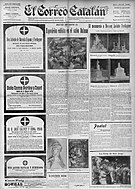 Paintings by Albert Gleizes, 1910–11, Paysage, Landscape; Juan Gris (drawing); Jean Metzinger, c.1911, Nature morte, Compotier et cruche décorée de cerfs. Published on the front page of El Correo Catalán, 25 April 1912