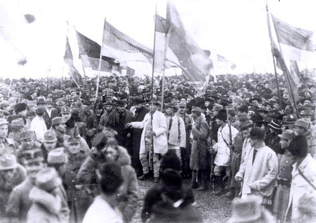 The National Assembly in Alba Iulia (December 1, 1918), declaring the Union of Transylvania with Romania
