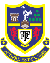 Between 1956 and 2006, the club crest featured a heraldic shield, displaying a number of local landmarks and associations. Tottenham Hotspur old logo.png