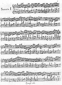 Page 1 of Walsh's 1732 publication. WalshHandelSonatas1732Page1.jpg