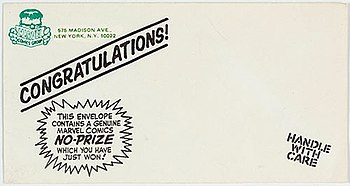 An official Marvel No-Prize envelope from the 1960s. No-prize-envelope.jpg