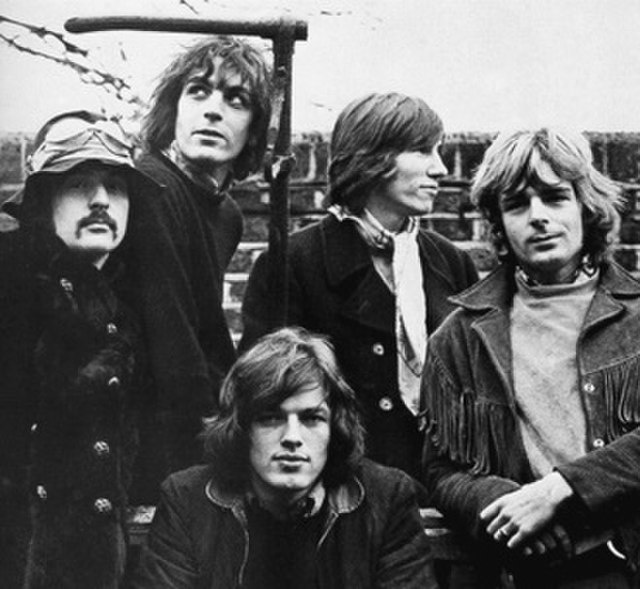 Pink Floyd in January 1968. Clockwise from bottom: David Gilmour, Nick Mason, Syd Barrett, Roger Waters and Richard Wright.