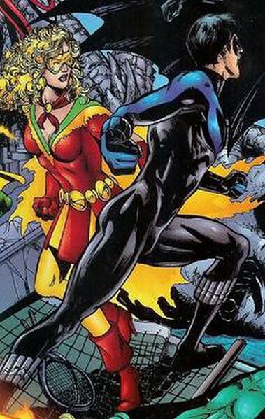 Bette Kane becomes Flamebird and teams up with her idol, Dick Grayson; art by Phil Jimenez.