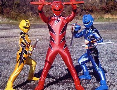 The Gekirangers transformed. From left to right: Ran Uzaki, Jyan Kandou, and Retsu Fukami.