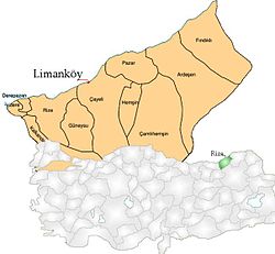 Location of Limanköy, Çayeli within Turkey.