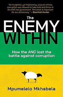 <i>The Enemy Within</i> (Mkhabela book) 2022 non-fiction book by Mpumelelo Mkhabela