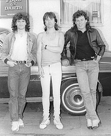 Gerry McAvoy (right) and Brendan O'Neil (left) when not playing with Rory Gallagher, joined Everett (middle) in a three-piece band called The Mosquitoes. Geoff with Gerry and Brendan.jpg
