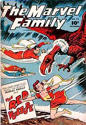 The Marvel Family #78 (1952), featuring Mary Marvel's then-new look. Art by Kurt Schaffenberger. Marvel-family-78.jpg