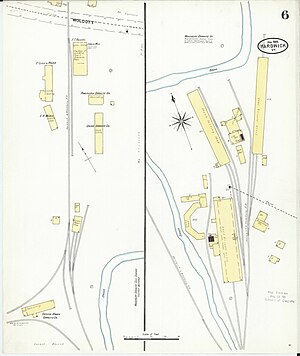 Sanborn Fire Insurance map of the company's granite finishing facilities (right), 1905. SanbornHardwick1905No.6.jpg