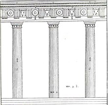 Doric order illustration in Isaac Ware, The Four Books of Andrea Palladio's Architecture, London 1738 IWarePalladio1738Doric.jpg