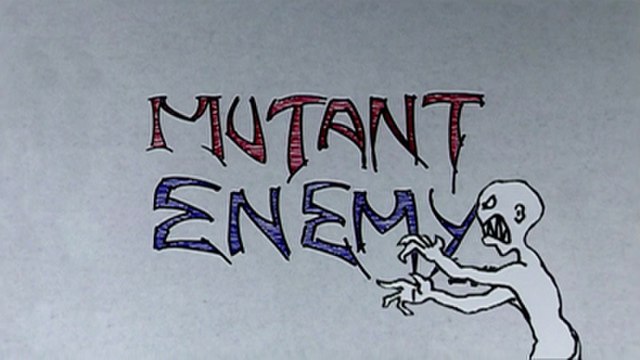 The original Mutant Enemy logo, as seen at the end of Buffy the Vampire Slayer, Firefly, and other productions