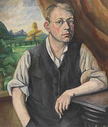 Painting of a bespectacled man