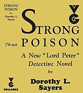book cover of Strong Poison, with name of author and the words "A new 'Lord Peter' Detective Novel"