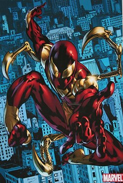 Peter Parker as Iron Spider on the cover of The Amazing Spider-Man #529 (April 2006). Art by Bryan Hitch.