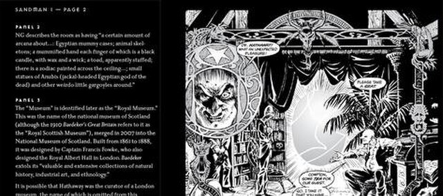 The Annotated editions contain full size reproductions of the comic in black-and-white, with Klinger's annotations on wide margins next to each page.