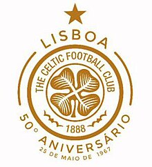 Special commemorative crest used in season 2017-18 to celebrate the 50th anniversary of the club's European Cup Final win in 1967 Celtic 50th Anniversary of Lisbon Lions 1967 (2017-18).jpg