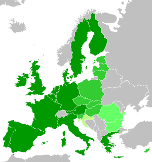 EU enlargements, 2004-2013:
.mw-parser-output .legend{page-break-inside:avoid;break-inside:avoid-column}.mw-parser-output .legend-color{display:inline-block;min-width:1.25em;height:1.25em;line-height:1.25;margin:1px 0;text-align:center;border:1px solid black;background-color:transparent;color:black}.mw-parser-output .legend-text{}
EU prior to 2004
Joined the EU on 1 May 2004
Joined the EU on 1 January 2007
Joined the EU on 1 July 2013 EU2004-2013.svg