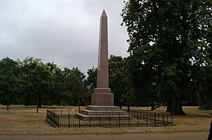 An obelisk dedicated to Speke stands in Hyde Park, London