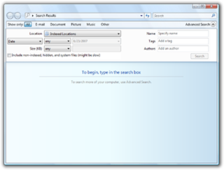 <span class="mw-page-title-main">Windows Search</span> Desktop search platform by Microsoft