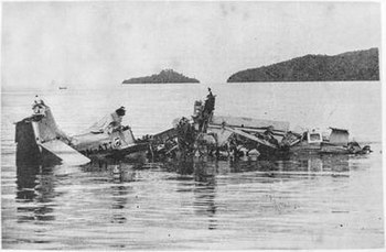 Wreckage of GAF Nomad aircraft on 6 June 1976 at Kota Kinabalu, Malaysia.jpg