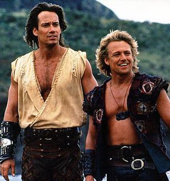 Kevin Sorbo as Hercules (left) and Michael Hurst as Iolaus