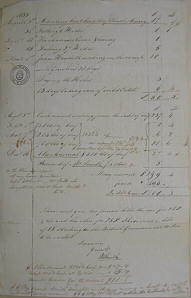 File:Legajo 130 Doc 104 Account by Smith in 1835 for Lopez, Roxa, Coronel & Basilio. Page 3.jpg