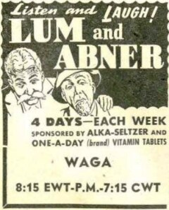 Advertisement for Lum and Abner radio program