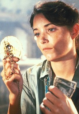 Karen Allen as Marion Ravenwood in the film Raiders of the Lost Ark