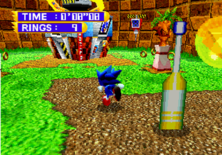 In the Saturn version, the player can explore the 3D environment, "Sonic World", to view Sonic content such as TV commercials and artwork. Sonic Jam world.png