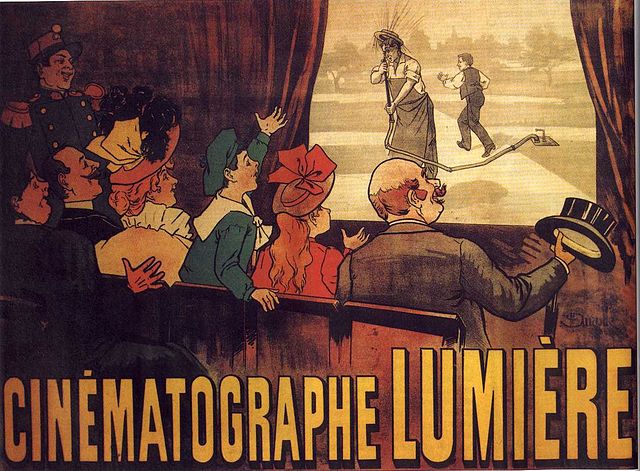 The film poster for the first comedy film, L'Arroseur Arrosé (1895)