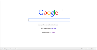 2015年のGoogleホームページのスクリーンショット
