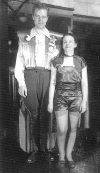 Ackerman and Morojo at the 1st Worldcon (1939, NYC), in the "futuristicostumes" she created for them