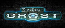 The word "StarCraft" is written in an angular, futuristic font on a mechanical background, with the word "GHOST" written in a bigger typeface below.