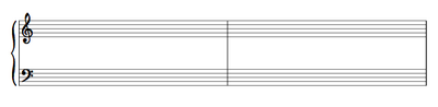 Grand staff. Some manuscript paper is pre-printed with notational elements such as system brackets, braces, clefs, bar lines, and instrumental designations. Piano staff blank.PNG