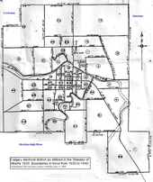 The Calgary district in 1930. Calgary electoral district 1930.png