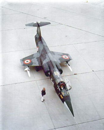 Italian Air Force F-104S in original camouflage scheme with AIM-7 Sparrow missiles mounted under the wings, c. 1969
