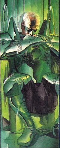 Green Lantern (Alan Scott), protector of the city of New Oa in Kingdom Come. Art by Alex Ross.