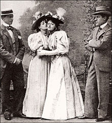 Allan Aynesworth, Evelyn Millard, Irene Vanbrugh and George Alexander in the 1895 London premiere of The Importance of Being Earnest Millard-importance-earnest.jpg
