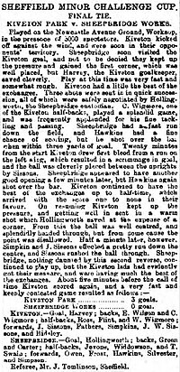 A match report from Kiveton's 1892 Sheffield Minor Cup win MinorCupFinal1892.jpg