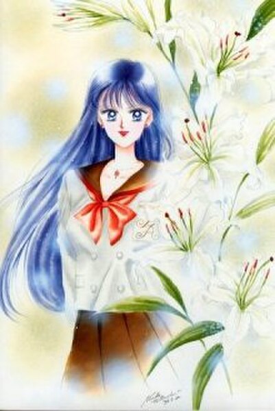 Rei in her unique school uniform, drawn by Naoko Takeuchi for the short story "Casablanca Memories"